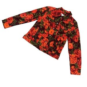 Isaac Mizrahi Live! Floral Print Cotton / Spandex Button Front Jacket. Sz 6. EUC